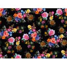 Black Flowers Printed Nylon Swimwear Fabric (ASQ093)